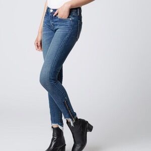 Blank‎ NYC Interoffice Jeans Moto Zip Raw Hem 26
